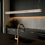 Golden Lighting Crystallo 64in LED Island Light | Glam Polished Nickel and Cloudy Crystal | Kitchen Island | Model 3726-LP64 PN-CY