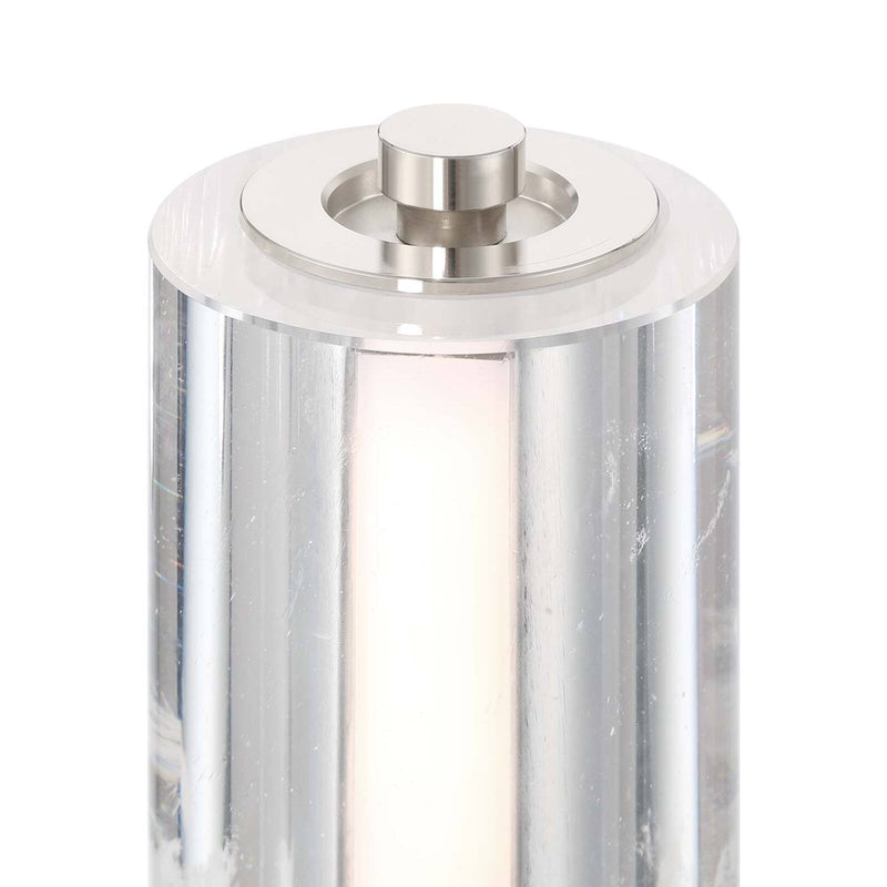 Golden Lighting Crystallo 18in 1-Light Table Lamp | Glam Polished Nickel and Cloudy Crystal | Bedroom & Living Room | Model 3726-TL18 PN-CY