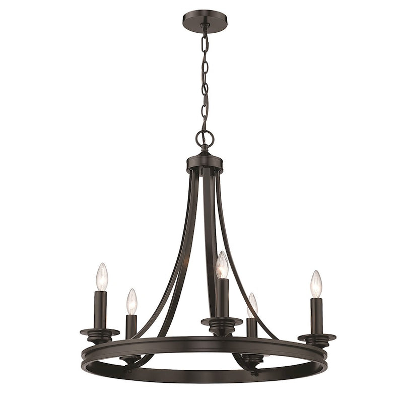 Golden Lighting Saldano 5 Light Chandelier, Matte Black