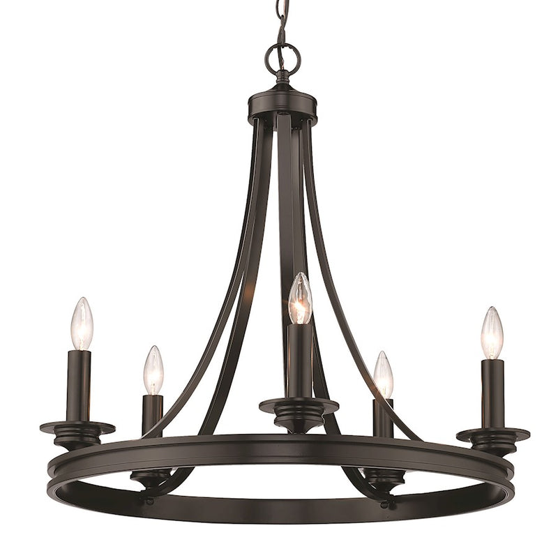 Golden Lighting Saldano 5 Light Chandelier, Matte Black