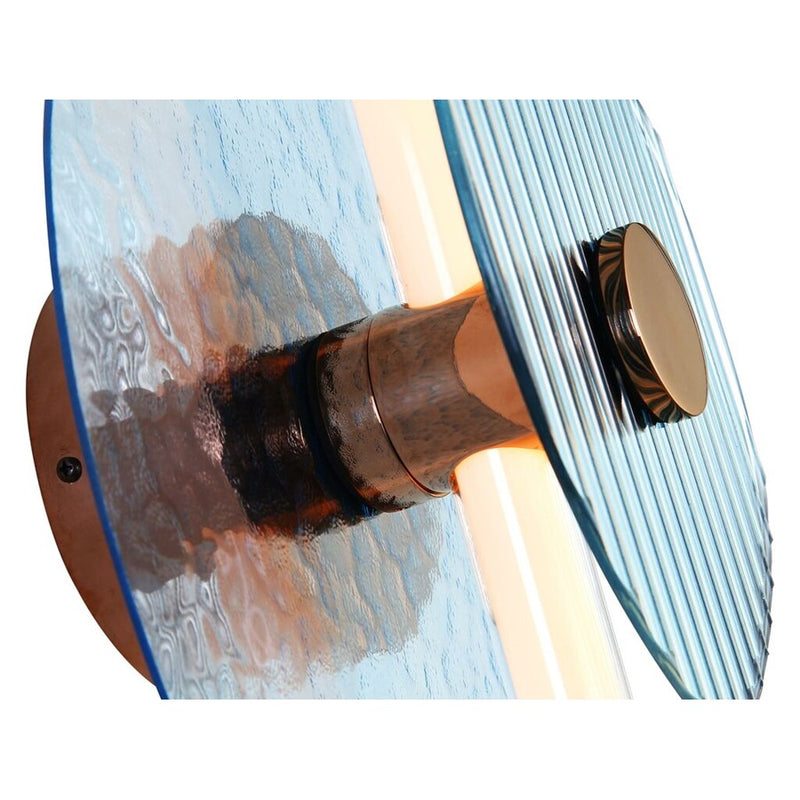 Golden Colorella 1 Light Sconce, Rose Gold/Hammered Blue RB