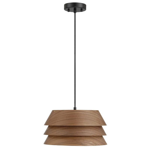 Golden Lighting Aalto 13in 1-Light Pendant | Rustic Dark Walnut Wood Veneer Shade | Kitchen & Dining Room | 13.25 x 13.25 x 7 in | Model 3990-13 DWA