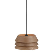Golden Lighting Aalto 13in 1-Light Pendant | Rustic Dark Walnut Wood Veneer Shade | Kitchen & Dining Room | 13.25 x 13.25 x 7 in | Model 3990-13 DWA