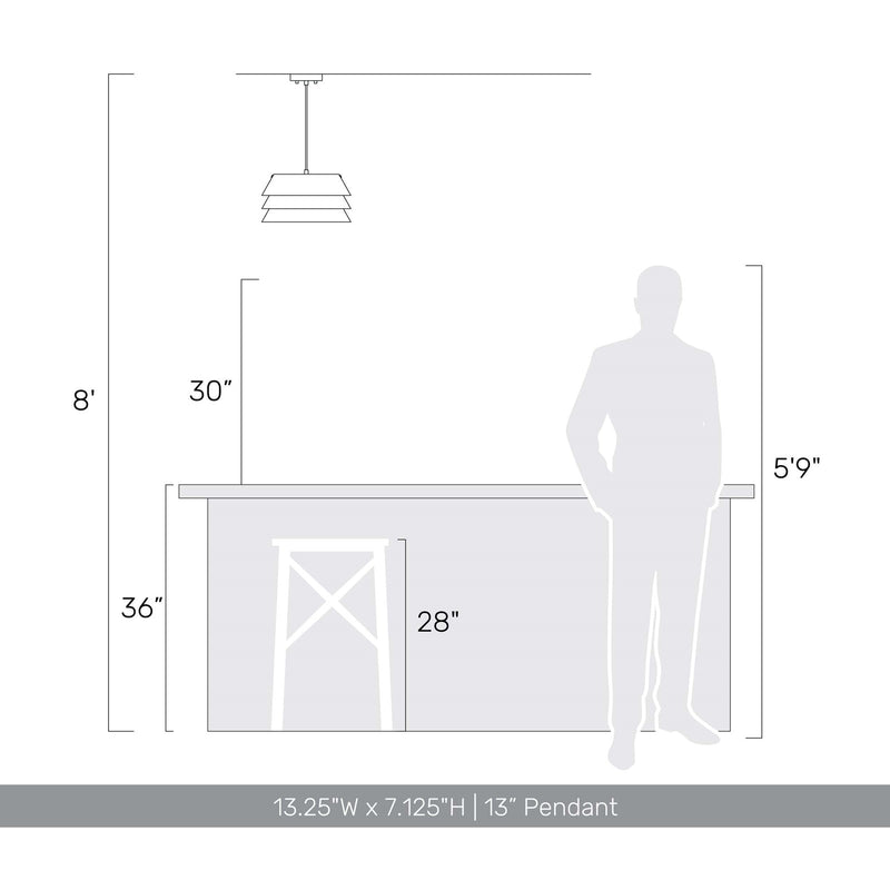 Golden Lighting Aalto 13in 1-Light Pendant | Rustic Dark Walnut Wood Veneer Shade | Kitchen & Dining Room | 13.25 x 13.25 x 7 in | Model 3990-13 DWA
