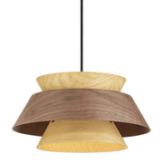 Golden Lighting Aalto 13in 1-Light Pendant | Rustic Dark Walnut and Light Walnut Wood | Kitchen Island & Dining Room | Model 3990-913 DWA-LWA
