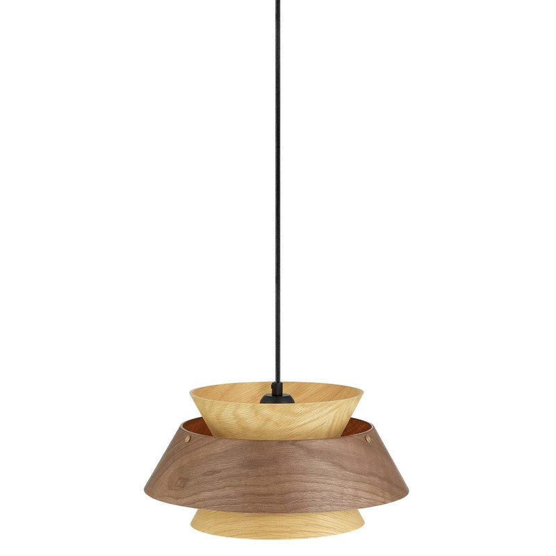 Golden Lighting Aalto 13in 1-Light Pendant | Rustic Dark Walnut and Light Walnut Wood | Kitchen Island & Dining Room | Model 3990-913 DWA-LWA