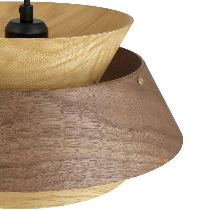 Golden Lighting Aalto 13in 1-Light Pendant | Rustic Dark Walnut and Light Walnut Wood | Kitchen Island & Dining Room | Model 3990-913 DWA-LWA