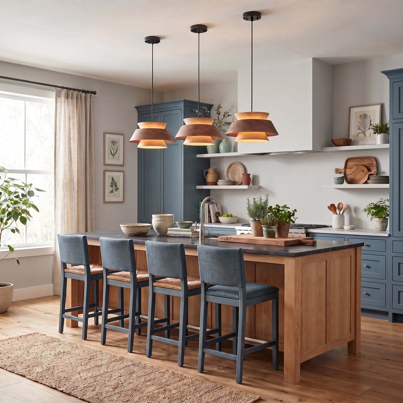Golden Lighting Aalto 13in 1-Light Pendant | Rustic Dark Walnut and Light Walnut Wood | Kitchen Island & Dining Room | Model 3990-913 DWA-LWA