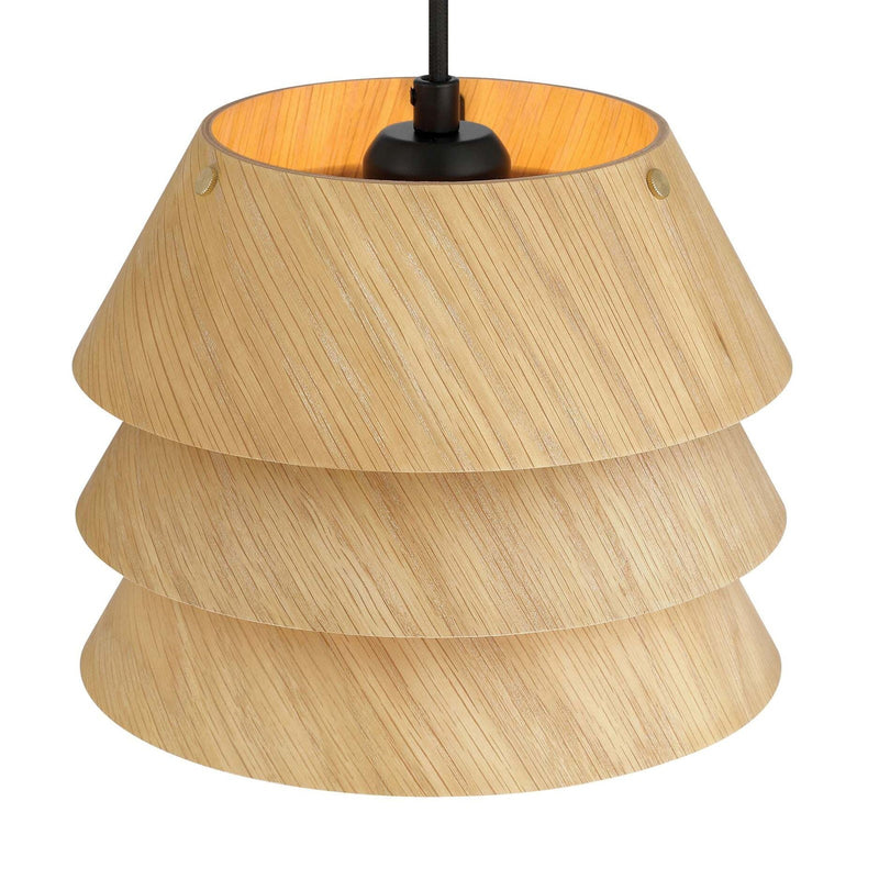 Golden Lighting Aalto 9in 1-Light Pendant | Rustic Light Walnut and Wood | Kitchen & Dining Room | 8.63 x 8.63 x 6.63 in | Model 3990-9 LWA