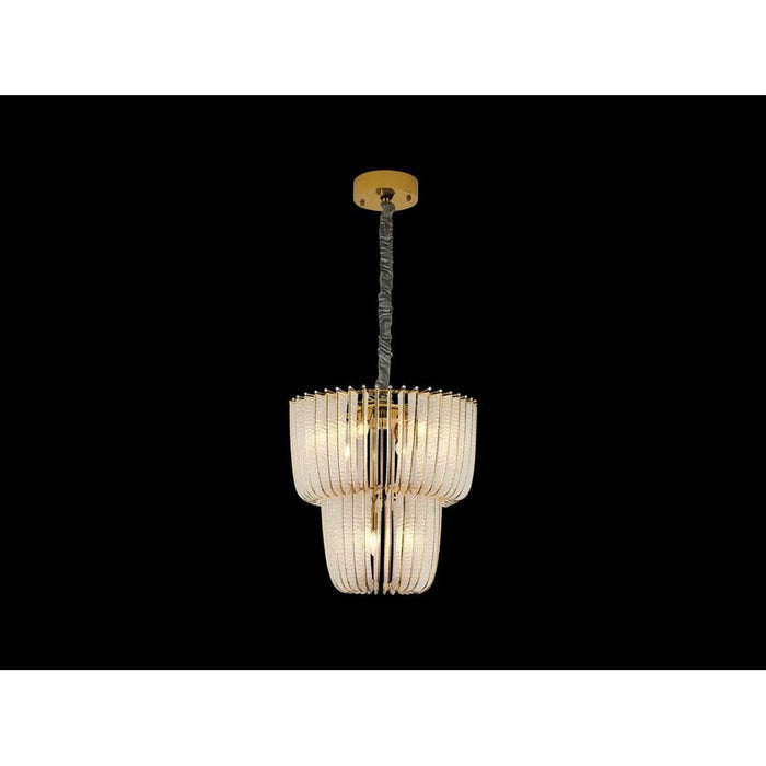 Golden Shahi 2 Tier 9 Light Chandelier, Titanium Gold/Rose Gold