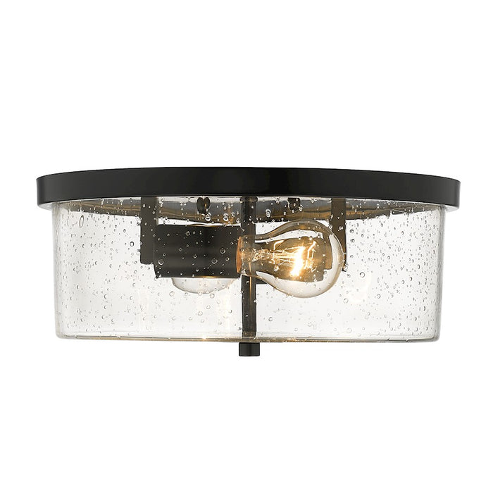 Golden Lighting Rayne Flush Mount, Matte Black/Seeded Glass