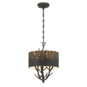 Golden Lighting Arboreal 13in 3-Light Pendant | Rustic Antique Black Iron and Steel | Kitchen & Dining Room | 13 x 13 x 17.38 in | Model 4500-3P ABI