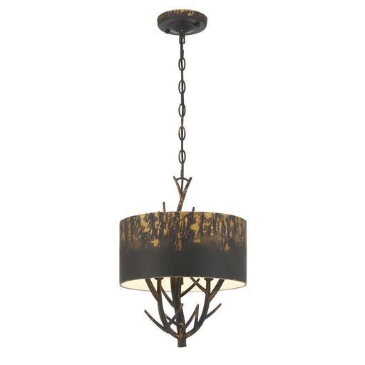 Golden Lighting Arboreal 13in 3-Light Pendant | Rustic Antique Black Iron and Steel | Kitchen & Dining Room | 13 x 13 x 17.38 in | Model 4500-3P ABI