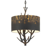 Golden Lighting Arboreal 13in 3-Light Pendant | Rustic Antique Black Iron and Steel | Kitchen & Dining Room | 13 x 13 x 17.38 in | Model 4500-3P ABI