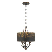 Golden Lighting Arboreal 13in 3-Light Pendant | Rustic Antique Black Iron and Steel | Kitchen & Dining Room | 13 x 13 x 17.38 in | Model 4500-3P ABI