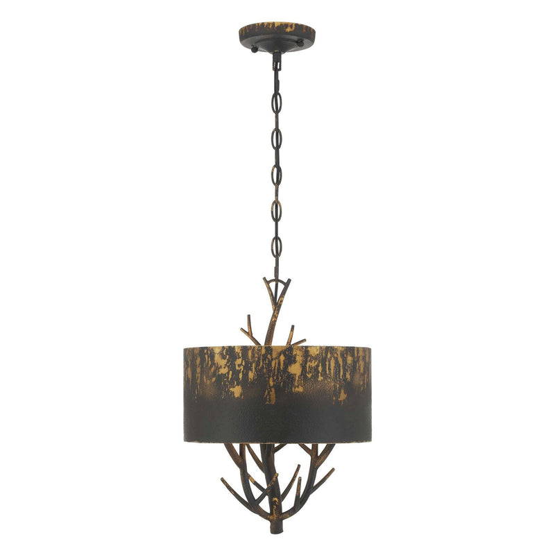 Golden Lighting Arboreal 13in 3-Light Pendant | Rustic Antique Black Iron and Steel | Kitchen & Dining Room | 13 x 13 x 17.38 in | Model 4500-3P ABI