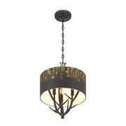 Golden Lighting Arboreal 13in 3-Light Pendant | Rustic Antique Black Iron and Steel | Kitchen & Dining Room | 13 x 13 x 17.38 in | Model 4500-3P ABI