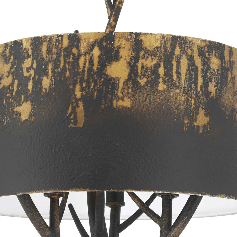 Golden Lighting Arboreal 13in 3-Light Pendant | Rustic Antique Black Iron and Steel | Kitchen & Dining Room | 13 x 13 x 17.38 in | Model 4500-3P ABI