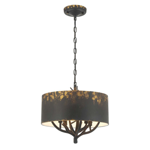 Golden Lighting Arboreal 4-Light Pendant | Rustic Antique Black Iron Steel | Kitchen & Dining Room | 15 x 14.13 in, Dry Rated | Model 4500-4P ABI