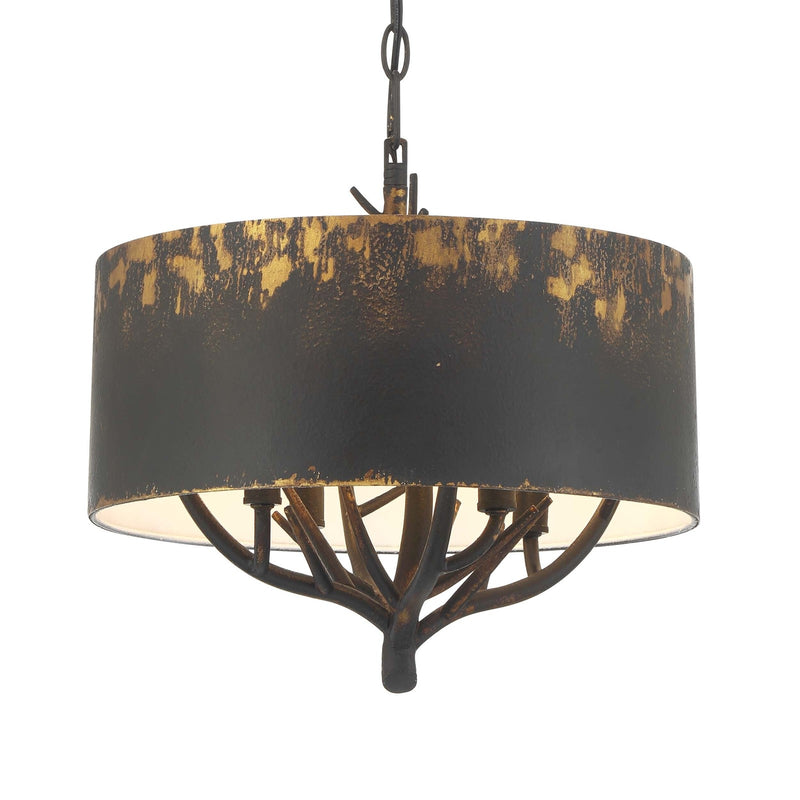 Golden Lighting Arboreal 4-Light Pendant | Rustic Antique Black Iron Steel | Kitchen & Dining Room | 15 x 14.13 in, Dry Rated | Model 4500-4P ABI