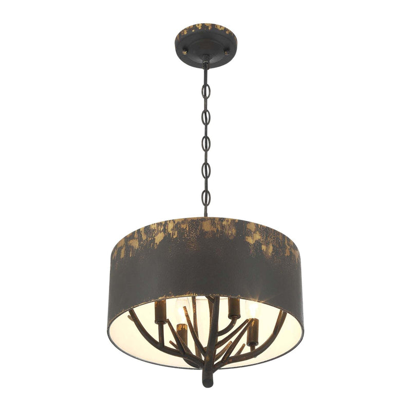 Golden Lighting Arboreal 4-Light Pendant | Rustic Antique Black Iron Steel | Kitchen & Dining Room | 15 x 14.13 in, Dry Rated | Model 4500-4P ABI