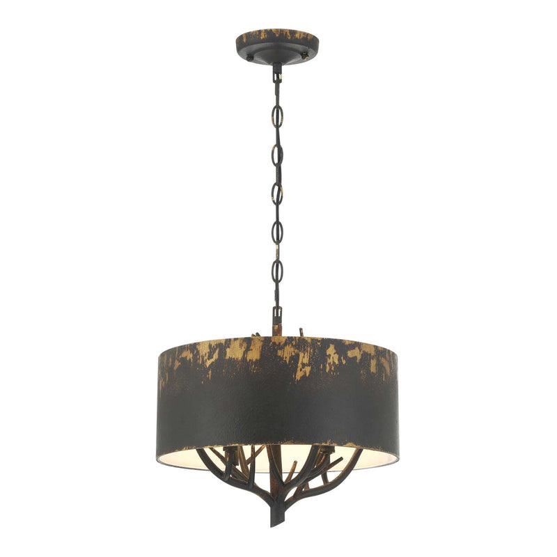 Golden Lighting Arboreal 4-Light Pendant | Rustic Antique Black Iron Steel | Kitchen & Dining Room | 15 x 14.13 in, Dry Rated | Model 4500-4P ABI
