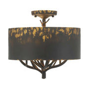 Golden Lighting Arboreal 15in 4-Light Semi-Flush Mount | Rustic Antique Black Iron and Steel | Entryway & Bedroom | Model 4500-4SF ABI