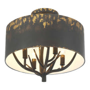 Golden Lighting Arboreal 15in 4-Light Semi-Flush Mount | Rustic Antique Black Iron and Steel | Entryway & Bedroom | Model 4500-4SF ABI