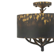 Golden Lighting Arboreal 15in 4-Light Semi-Flush Mount | Rustic Antique Black Iron and Steel | Entryway & Bedroom | Model 4500-4SF ABI