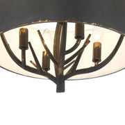 Golden Lighting Arboreal 15in 4-Light Semi-Flush Mount | Rustic Antique Black Iron and Steel | Entryway & Bedroom | Model 4500-4SF ABI