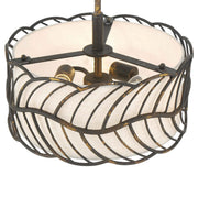 Golden Lighting Simbolo 15in 3-Light Pendant | Rustic Antique Black Iron and Ivory Linen | Kitchen Island & Dining Room | Model 4501-3P ABI
