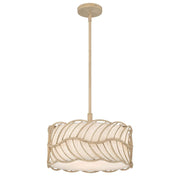 Golden Lighting Simbolo 15in 3-Light Pendant | Rustic Almond and Ivory Linen Fabric | Kitchen & Dining Room | 15 x 15 x 9.5 in | Model 4501-3P AM