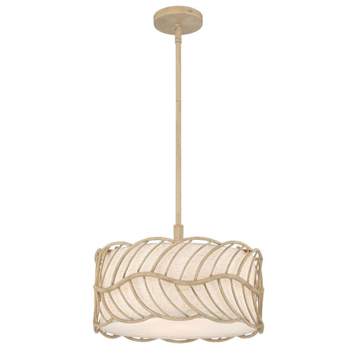Golden Lighting Simbolo 15in 3-Light Pendant | Rustic Almond and Ivory Linen Fabric | Kitchen & Dining Room | 15 x 15 x 9.5 in | Model 4501-3P AM