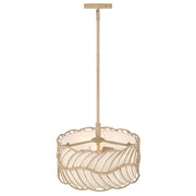 Golden Lighting Simbolo 15in 3-Light Pendant | Rustic Almond and Ivory Linen Fabric | Kitchen & Dining Room | 15 x 15 x 9.5 in | Model 4501-3P AM