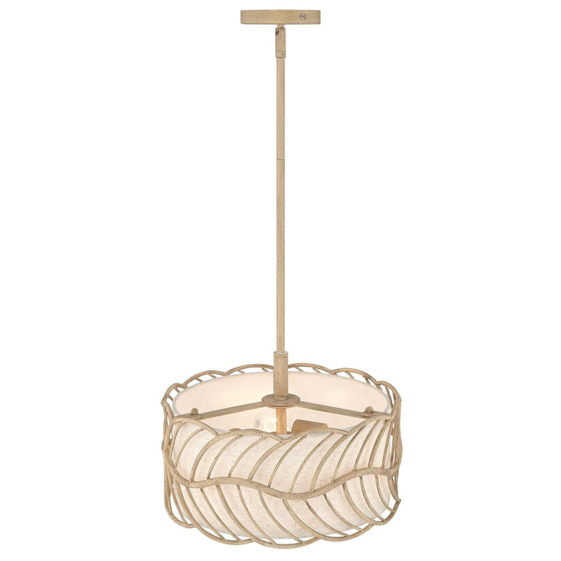 Golden Lighting Simbolo 15in 3-Light Pendant | Rustic Almond and Ivory Linen Fabric | Kitchen & Dining Room | 15 x 15 x 9.5 in | Model 4501-3P AM