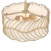 Golden Lighting Simbolo 15in 3-Light Pendant | Rustic Almond and Ivory Linen Fabric | Kitchen & Dining Room | 15 x 15 x 9.5 in | Model 4501-3P AM