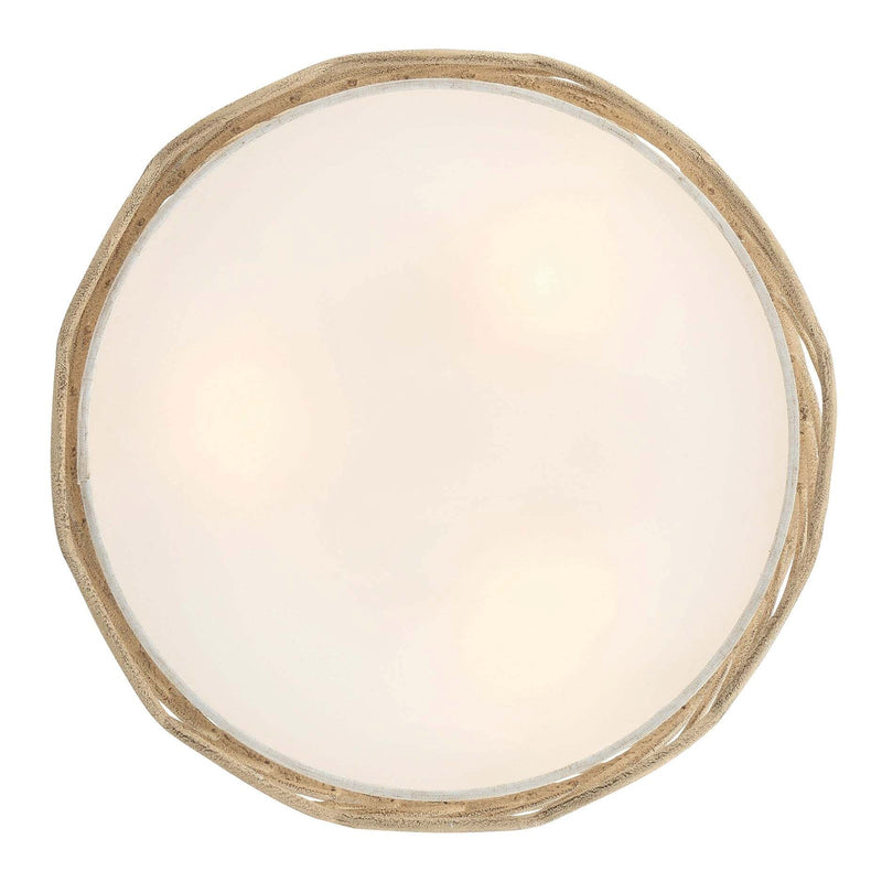 Golden Lighting Simbolo 3-Light Semi-Flush Mount | Rustic Almond Steel and Ivory Linen | Entryway & Bedroom | Model 4501-3SF AM