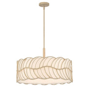 Golden Lighting Simbolo 24in 5-Light Pendant | Rustic Almond and Ivory Linen Fabric | Kitchen Island & Dining Room | Model 4501-5P AM