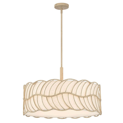 Golden Lighting Simbolo 24in 5-Light Pendant | Rustic Almond and Ivory Linen Fabric | Kitchen Island & Dining Room | Model 4501-5P AM