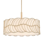Golden Lighting Simbolo 24in 5-Light Pendant | Rustic Almond and Ivory Linen Fabric | Kitchen Island & Dining Room | Model 4501-5P AM