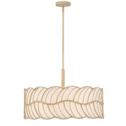 Golden Lighting Simbolo 24in 5-Light Pendant | Rustic Almond and Ivory Linen Fabric | Kitchen Island & Dining Room | Model 4501-5P AM