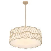 Golden Lighting Simbolo 24in 5-Light Pendant | Rustic Almond and Ivory Linen Fabric | Kitchen Island & Dining Room | Model 4501-5P AM