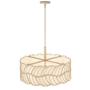 Golden Lighting Simbolo 24in 5-Light Pendant | Rustic Almond and Ivory Linen Fabric | Kitchen Island & Dining Room | Model 4501-5P AM
