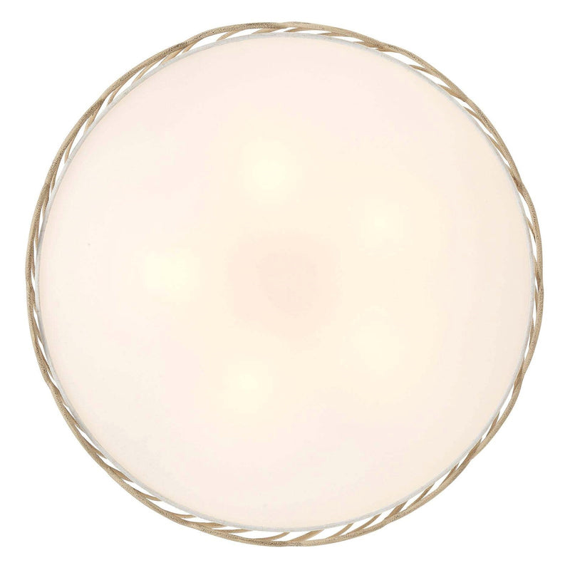 Golden Lighting Simbolo 24in 5-Light Pendant | Rustic Almond and Ivory Linen Fabric | Kitchen Island & Dining Room | Model 4501-5P AM