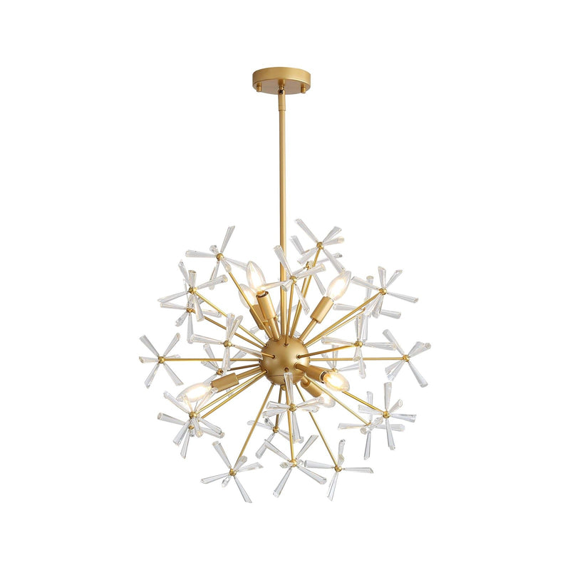 Golden Lighting Dandelion 24in 6-Light Pendant | Glam Matte Gold Steel | Dining Room & Foyer | 24 x 24 x 24 in | Model 4502-24 GLD