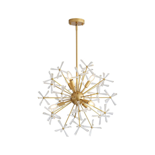 Golden Lighting Dandelion 24in 6-Light Pendant | Glam Matte Gold Steel | Dining Room & Foyer | 24 x 24 x 24 in | Model 4502-24 GLD