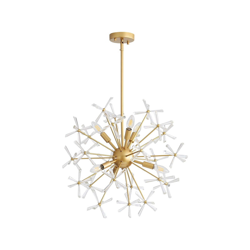 Golden Lighting Dandelion 24in 6-Light Pendant | Glam Matte Gold Steel | Dining Room & Foyer | 24 x 24 x 24 in | Model 4502-24 GLD