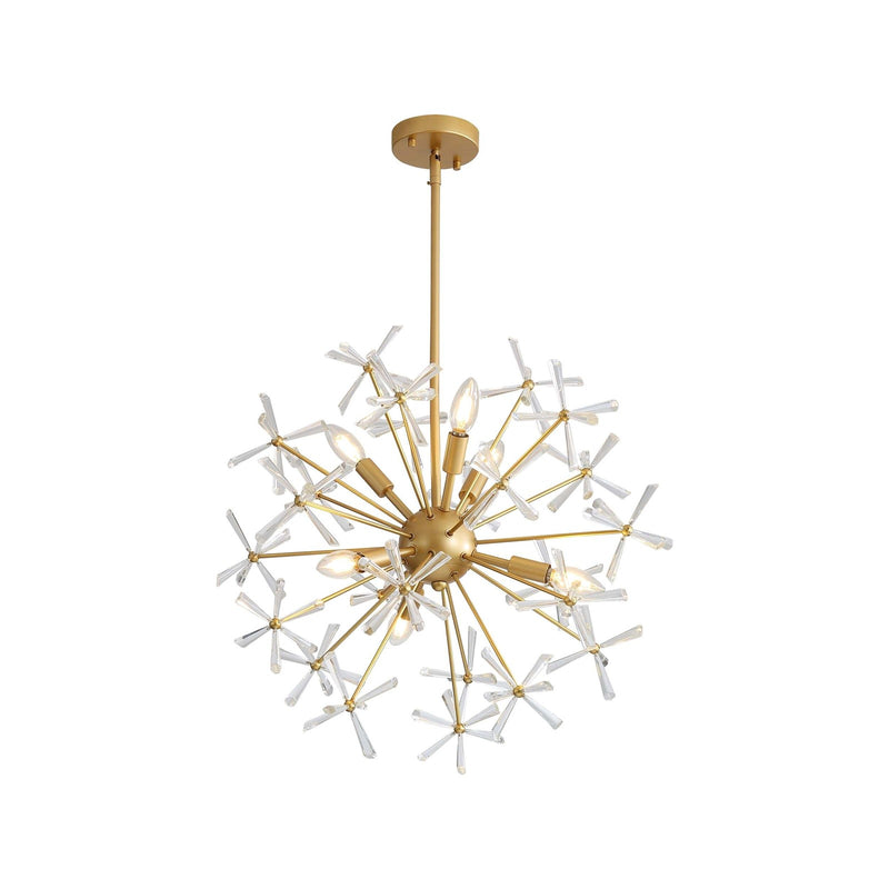 Golden Lighting Dandelion 24in 6-Light Pendant | Glam Matte Gold Steel | Dining Room & Foyer | 24 x 24 x 24 in | Model 4502-24 GLD