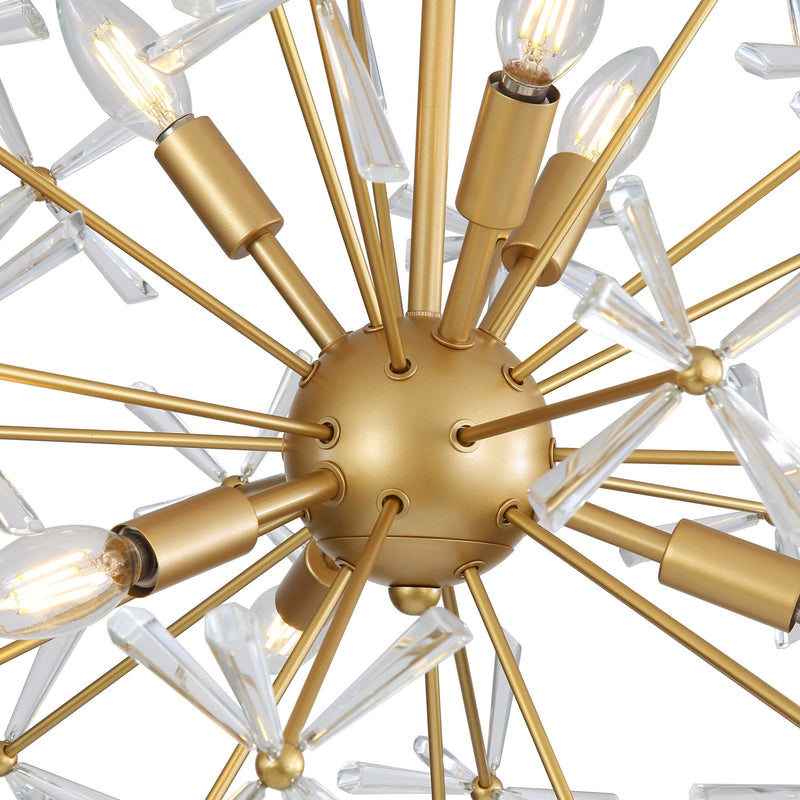 Golden Lighting Dandelion 24in 6-Light Pendant | Glam Matte Gold Steel | Dining Room & Foyer | 24 x 24 x 24 in | Model 4502-24 GLD