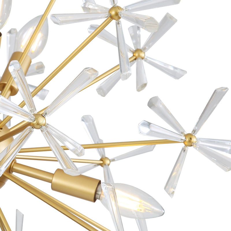Golden Lighting Dandelion 24in 6-Light Pendant | Glam Matte Gold Steel | Dining Room & Foyer | 24 x 24 x 24 in | Model 4502-24 GLD